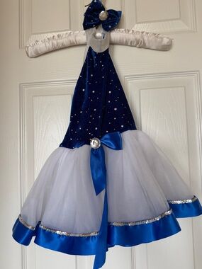 Extra Small Blue and White Sparkle Princess Kids Costume Dress
